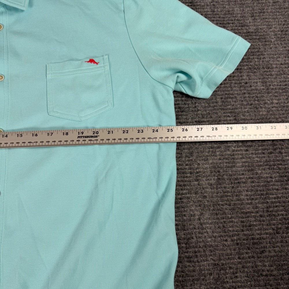 Tommy Bahama Mens XXL IslandZone Supima Cotton Pique Button Down Shirt Aqua Blue - Picture 8 of 10